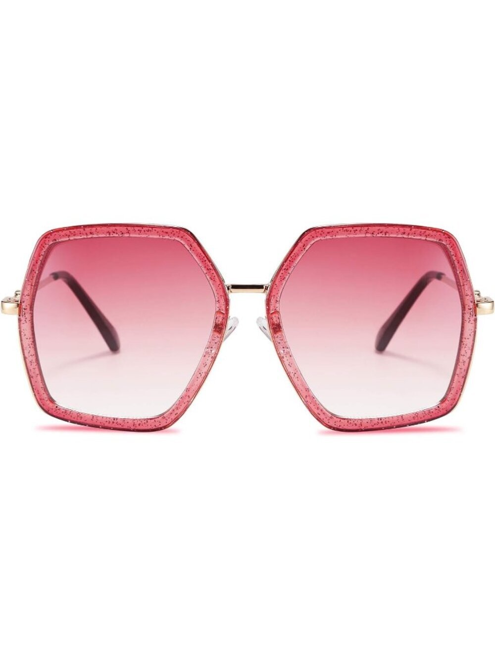 Women's Large Hexagon Inspired Sunglasses Irregular Geometric B2503 Shiny Red